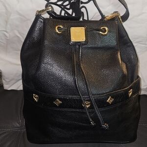 MCM Black Leather Bucket